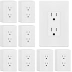 ENERLITES 40 Pack Matte White Decorator Receptacle with Screwless Wall Plate, Standard Electrical Wall Outlet, 15A 125V, Self-Grounding, 2-Pole, 3-Wire, UL Listed, 61502-TR-MWSID, Tamper Resistant