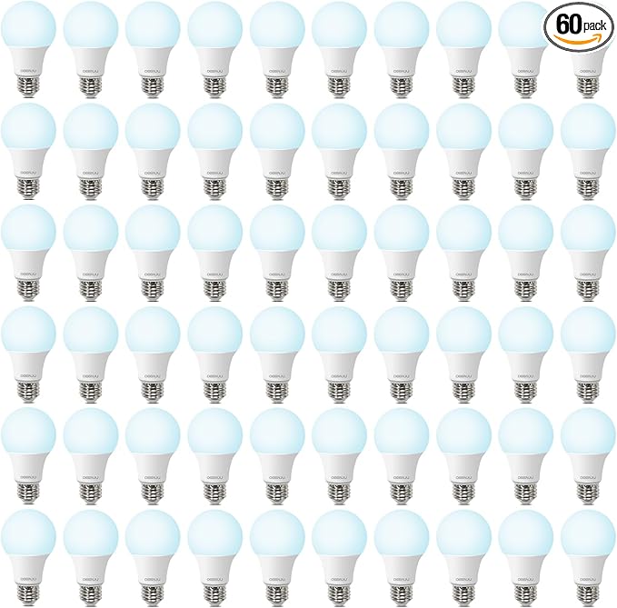 60 Pack LED Bulbs, A19 60W Equivalent, 800 Lumens, 5000K Daylight, 8W Non-Dimmable Light Bulbs for Home & Office, 15000hours