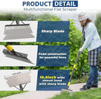 Garden Flat Scraper, 60" Multifunctional Cleaning Shovel, Heavy Duty Manual Weeder Metal Floor Scraper Garden Tool for Scraping, Ice Remove, Lawn Digging, Weeding, Edging