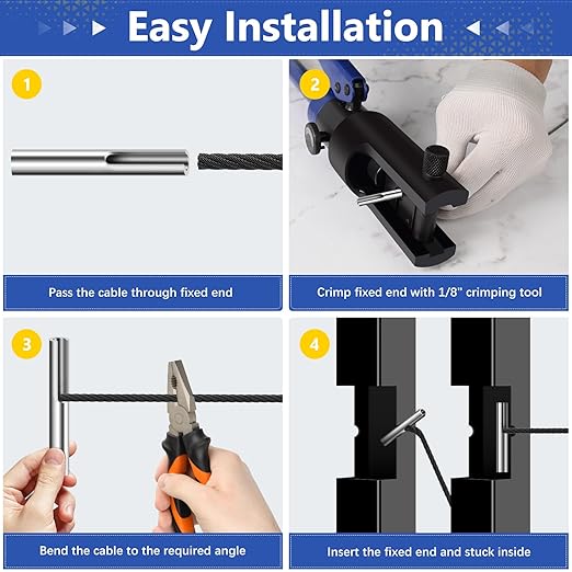 30Pack T316 Stainless Steel 1/10" 1/8" Adjustable Invisible Cable Railing Hardware Kit, Terminal Toggle Anchor Angle, Indoor Outdoor Railing Kit for Metal Corner Post Wall Post, Brushed