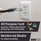 Iron Forge Cable 10 Gauge Extension Cord 50 ft with 3 Outlets, SJTW 10/3 Heavy Duty Outdoor Extension Cord with Multiple Outlets, 3 Way Black Electrical Wire for Major Appliance & Air Conditioner