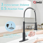 GIMILI Touchless Kitchen Faucet with AC Adapter, Smart Motion Sensor Activated Hands-Free Single Handle Faucet for Kitchen Sink with AC Adapter, Matte Black&Brushed Nickel