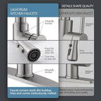 Brushed Nickel Kitchen Faucets, Brass 22 inch Commercial High Arc Single Handle Kitchen Faucets for Pull Down Sprayer Modern Spring with Deck Plate