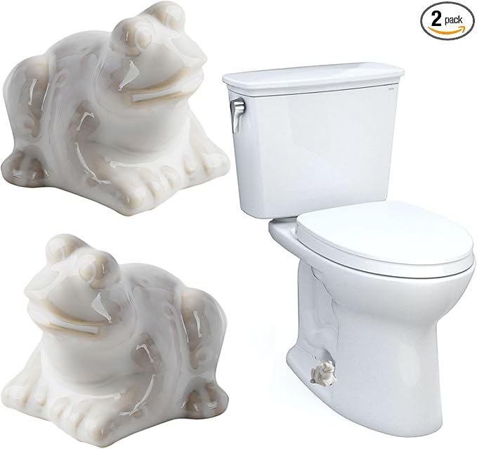 Toilet Bolt Caps, White Frog Ceramic Bolt Caps Covers, Fun and Cute Bathroom Decor for Easy Toilet Installation - Decorative Covers (White frog)