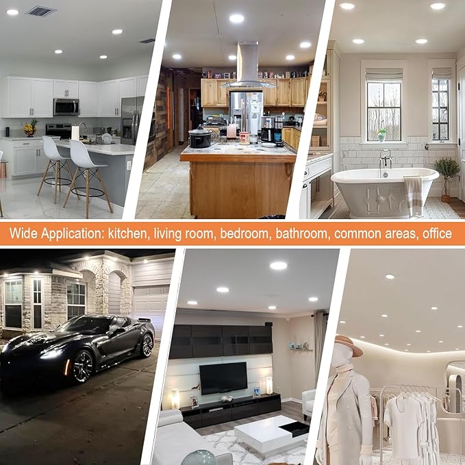 24 Pack Canless Recessed Lighting 6 Inch LED Ceiling Lights, 6000K Daylight, 1050LM High Brightness LED Lights, 12W 110W Eqv, Ultra-Thin Can Light