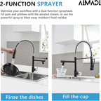Kitchen Faucet Black AIMADI Black and Brushed Nickel Kitchen Faucet with Pull Down Sprayer,Single Handle Faucet for Kitchen Sink with LED Light