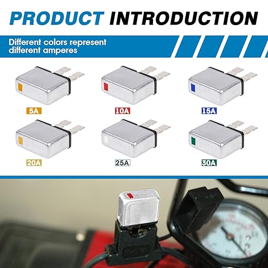 GLOSO E311 UCB Automotive Circuit Breaker, Type 1, Snap Off 3 Sections ATC Balde Terminal（20A,5 Pack）