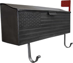 Oakland Living AZ620-SILVER Silver Patriotic Metal Outgoing Mail Flag and Newspaper Hangers Wall Mount Mailbox