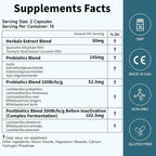 Probiotics Women Men Gut Health: Digestive Health Immune Support Bloating Relief Shelf Stable Strains 35B CFUs per Capsule Complex with Prebiotics Postbiotics Quercetin & Curcumin Supplement