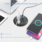 Recessed Power Grommet with AC Outlets, 20W Fast Charging USB-C Port - Flush-Mount for Desktop,Workspace Essential Desk Outlet,ETL Listed