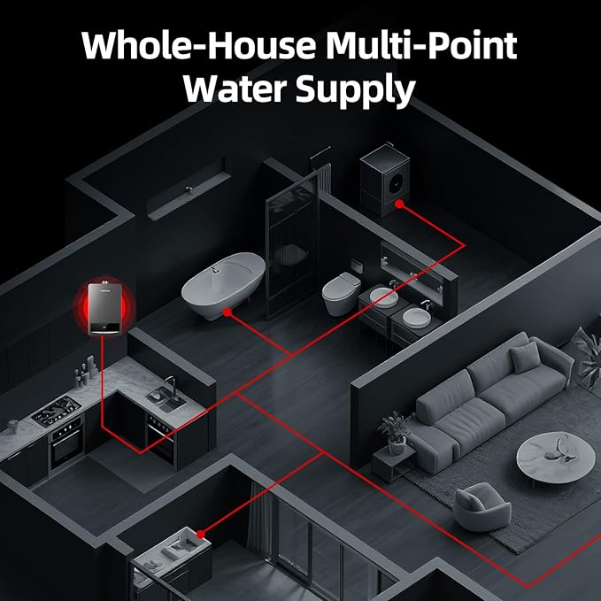Propane Gas Tankless Water Heater, Indoor Max 4.2 GPM, 102,000 BTU On Demand Instant Hot Water Heater Propane Gas with LED Temperature Control Panel, 1/2" NPT Connector Size, CSA Certified, Gray