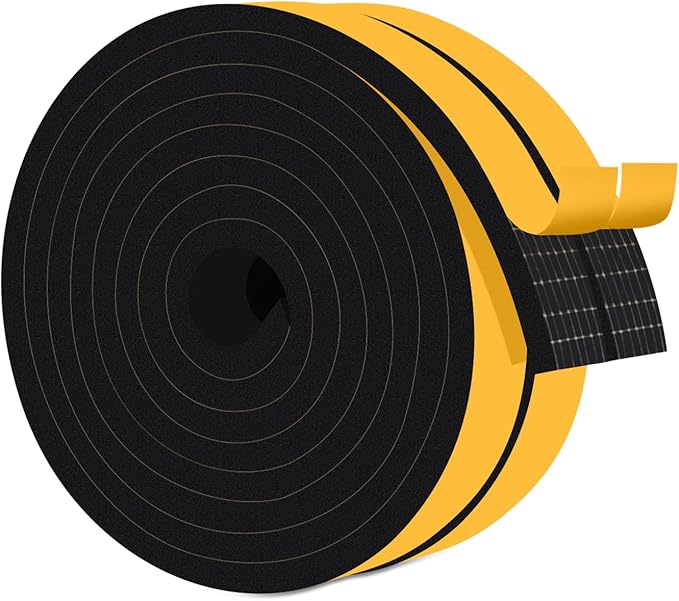 Closed Cell Foam Weather Stripping for Various Door Seal and Window Insulation, One Sided Foam Strips Adhesive, SoundProof Weatherproof AC Seal Strip, Shock-Absorbing (3/4 in x 1/4 in x 13Ft)