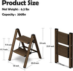 Taranta 2 Step Ladder,Aluminum Lightweight Folding 2 Step Stool with Anti-Slip Wide Pedal,330lbs Capacity Step Ladder for Household,Kitchen,Office - Walnut