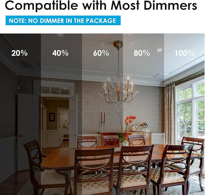 VOLIVO Dimmable E12 LED Candelabra Bulbs 60Watt Equivalent, 5000K Warm White, 500Lumens, 4.5W B11 Vintage Chandelier Light Bulbs, LED Filament Clear Glass Candle Lamp for Ceiling Fan Home, 12Pack