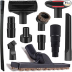 11Pcs Universal Vacuum Attachment Kit 1-1/4" Vacuum Hose Adapter Wet Dry Plastic Vacuum Cleaners Accessories with Extension Wand Horse Hair Brush Flexible Crevice Tool Adapter for Shop Vac Attachment