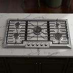 Empava EMPV-36GC23 36 Inch Stainless Steel Gas Cooktop Professional 5 Italy Sabaf Burners Stove Top Certified with Thermocouple Protection Silver