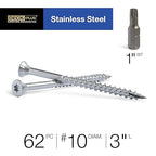 Deck Plus 3 Inch Epoxy Coated Exterior Wood and Fence Screws #10 x 3 Torx/Star Drive Included Coarse Thread, Outdoor Rust Resistant Decking Screw, Silver, 1lb Box, 62 Pieces | 48466