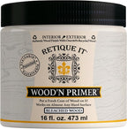 Retique It Wood'n Primer - Paint it then stain it - Stainable Wood Fiber Paint (Bleached Wood, Medium)