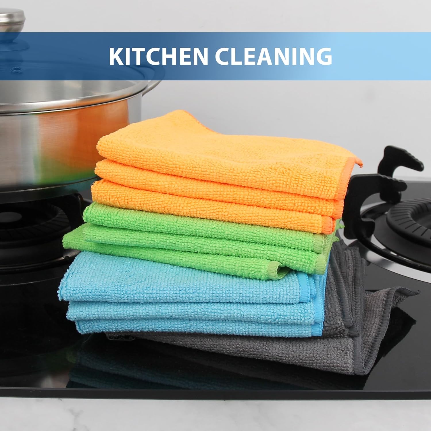 Tricol Clean 12 Pack Microfiber Cleaning Cloth 11.8x11.8inch - Streak-Free, Reusable Wipes for Glass, Kitchen, Car, Dusting - Absorbent & Lint-Free (Mixed 4 Colors, 12 x 12 in)