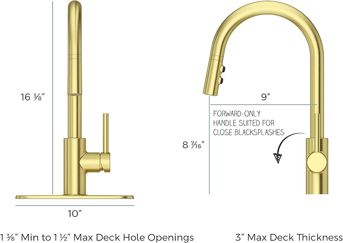 Pfister Stellen Kitchen Faucet with Pull Down Sprayer, Single Handle, High Arc, Brushed Gold Finish, LG529SABG