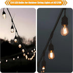 Replacement Bulbs for String Lights, 2W S14 Shatterproof Outdoor LED Light Bulbs, 2700K Soft White, E26 Base, AC120V, Not Dimmable, 30 Pack