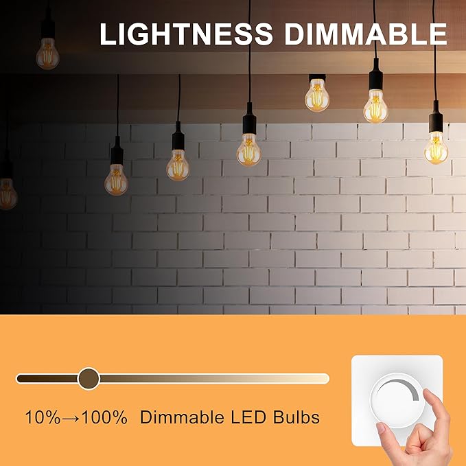 Warm Incandescent Light Bulbs 60 Watt,A19/A60 Vintage Style Edison Bulbs E26,Soft Yellow Light Bulbs,Amber Bulbs,Retro Light Bulb Old Fashioned,Halogen Dimmable Edison Bulb Squirrel Cage 12 Pack