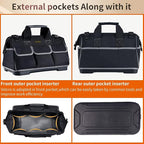 FASTECH 22-inch Wide Mouth Tool Bag with Water Proof Molded Base, Waterproof Tool Organizer Bag for Men with Adjustable Shoulder Strap (22INCH)