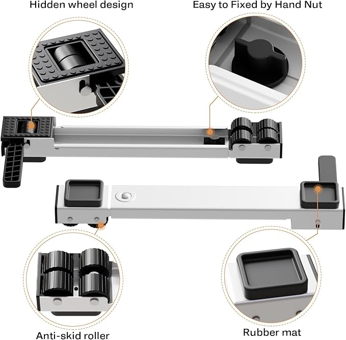 Appliance Rollers Heavy Duty,Newest Extendable Appliance Sliders,Liftable Washing Machine Base,Easily Move Washer and Dryer Machines,Refrigerators,Furniture-White