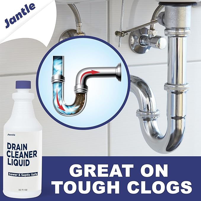 Drain Cleaner Liquid, Drain Clog Remover, 12 PK (32 Oz Per Bottle), Shower Drain Cleaner Hair Clog Removal - Plumbing & Septic Safe - Breaks Down Grease, Paper, Fat, Oil - Easy to use - 6 Pack
