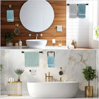 Gisafai 5 Pcs Bathroom Hardware Accessories Set 23.6 Inch Bath Towel Bar Kit Stainless Steel Bathroom Hardware Set Towel Racks Ring Hooks Paper Holder for Wall Mounted (Black Gold)