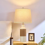 GyroVu Boho Rattan Table Lamp Set of 2, 3 Color Temperature Bedside Lamps, Lamps for Night Stands, Vintage Farmhouse Rattan Table Lamp Antique Lamp for Decoration, Living Room Bedside Table