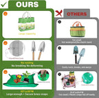 22Pcs Garden Tools Set for Women,Heavy Duty Hand Tool Kit with Large Tote Bag/Repotting Mat/Trowel/Rake/Pruner/Gloves/Plant Tags,Gardening Gifts for Mom Gardener Beginner-Green