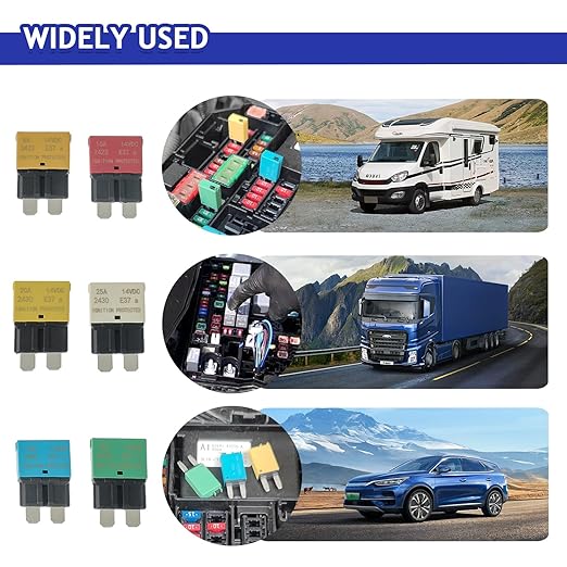 BOJACK Automotive Low Profile ATC ATO Fuse Auto Reset Fuse 5A 10A 15A 20A 25A 30A Standard Fuses for Boat Truck SUV Motorcycle 32VDC Fuse Assortment Kit