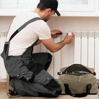 Small Tool Bag,Close Top Wide Mouth Tool Organizer Bag,Large Capacity Tool Bags for Men,Canvas Tool Storage Bag for Storage Handbag for Screwdrivers,Wrench,Pliers Hand Tools (Khaki, 14 Inch)