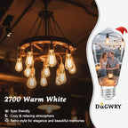 8W LED Edison Light Bulbs 60 Watt Equivalent, Dimmable ST58 Vintage Light Bulbs 800LM, E26 Medium Base, Antique Clear Glass Filament Bulbs, 2700K Warm White, CRI 85, 20-Pack