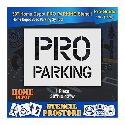 Retail Stencils - Home Depot - 30 in PRO Parking Stencil - 43'' x 31'' x 1/8" (128 mil) - Pro-Grade