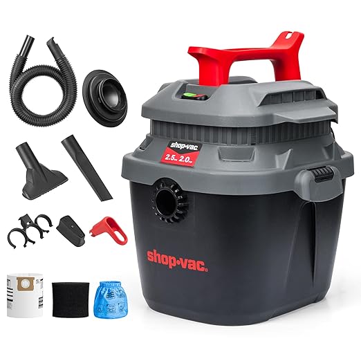 Shop-Vac 2.5 Gallon 2.0 Peak HP Wet Dry Vacuum with Blower, Wall-Mounted Portable Shopvac with 10 Feet Cord, 1.25 Inch x 4 Feet Hose, Small Vacuum Cleaner Ideal for Garage, Workshop & Home, 5430095