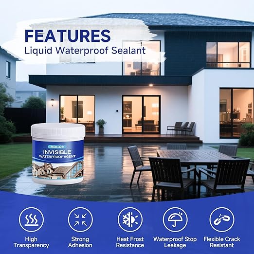 Transparent Waterproof Adhesive, 17.5oz Leak Invisible Waterproof Sealant for Roofs, Walls, Bathroom, Shower, Window Sills, Indoor & Outdoor Water Proof Paint