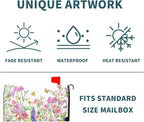 Kawani Spring Magnetic Mailbox Covers Spring Summer Watercolor Floral Butterfly Mailbox Covers Magnetic Standard Size 25.5x21 Inch Rustic Flower Post Letter Box Cover for Garden Yard Decor