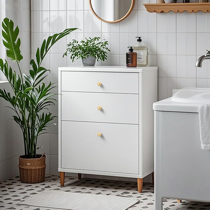 3 Pack Brushed Gold Cabinet Knobs Drawer Knobs Cabinet Pull Handle Timeless Vanity Drawer Pull Handle Classic Cabinet Hardware for Kitchen Dresser Bathroom, Screws Included, B-Gold(1x3)