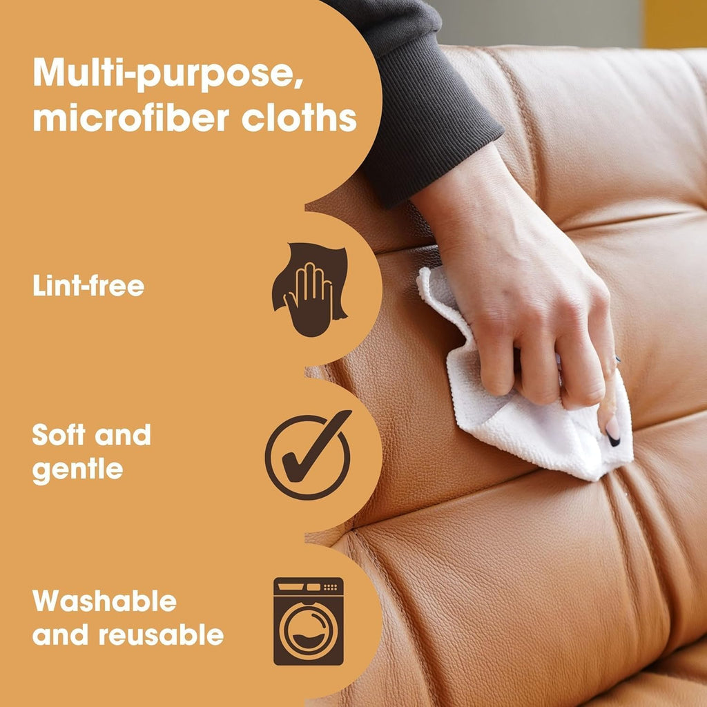 Furniture Clinic Pack of 10 Microfiber Cloths – Lint Free - White Cleaning Cloths - Reusable and Washable
