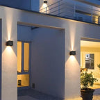 2 Pack LED 20W Outdoor Wall Lights Exterior/Interior 3 Colors Adjustable Wall Sconce Up and Down Light Porch Lights IP65 Waterproof Exterior Wall Sconce Modern Outdoor Lighting Square Aluminum Black