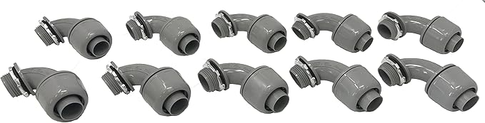 Sealproof 3/4-Inch 10 Pack Non-Metallic Liquid-Tight 90-Degree Conduit Connector Fitting, 3/4" Dia 10-Pack