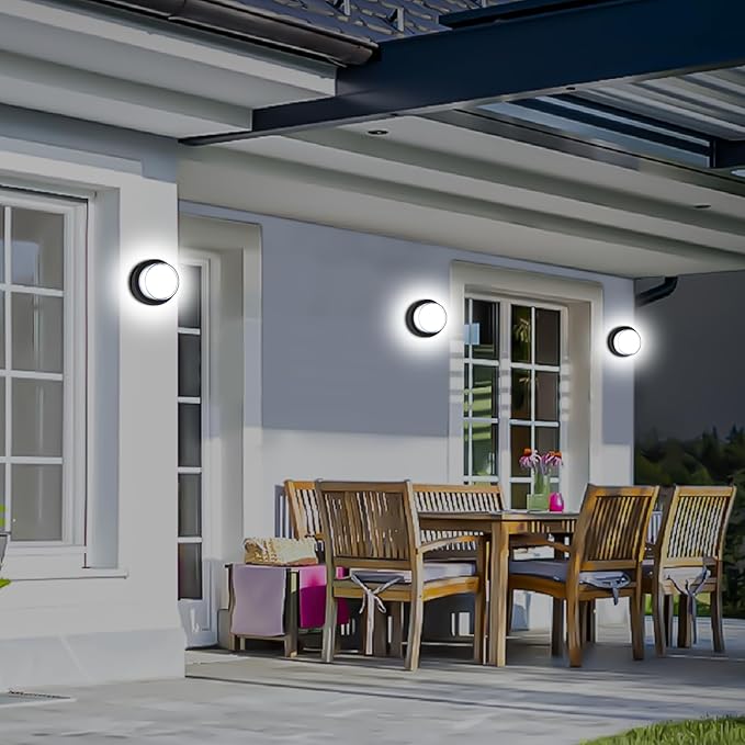 LED Porch Lights Outdoor 12W 6500K LED Wall Lighting Double-Layer Cover Aluminum Exterior Light Fixture Wall Mount IP65 Waterproof for Stairway Garage Patio Bedroom