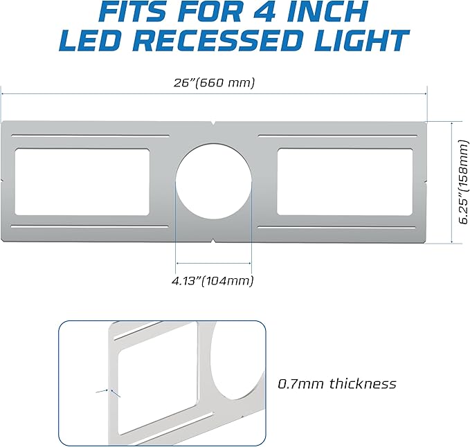 OHLECTRIC 48 Pack – New Construction Mounting Plate for 4 Inch LED Downlight – Slim Steel Rough in Plate/Bracket – Made of Galvanized Steel Recessed LED Light Plate -Slim Light Kit Bracket