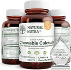 Natural Nutra Chewable Calcium Supplement for Bone Strength, Promotes Muscle Health, Maintain Teeth, Support Nerve Health, and Cardiovascular Health, 120 Tablets