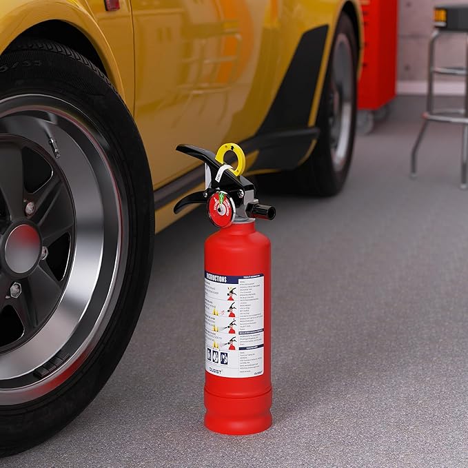 Ougist ABC Fire Extinguisher for Home & Vehicle - 2.5 lb 1-A:10-B:C Rated, Dry Chemical Fire Safety with Quick-Release Handle, Certified for Kitchen/Car/Boat Use-Model FF1KG