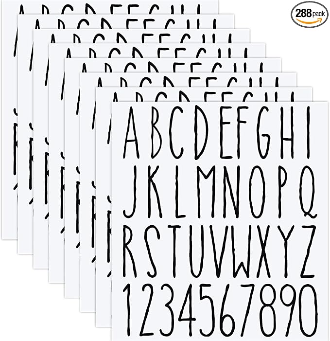 8 Sheets Vinyl Letter Stickers Waterproof Self Adhesive Letter Numbers Alphabet Modern Mailbox Numbers Sticker for Back to School DIY Mailbox House Home Business Address(2 Inch,Black)