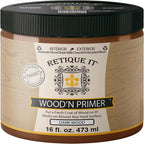 Retique It Wood'n Primer - Paint it then stain it - Stainable Wood Fiber Paint (Dark Wood, Medium)
