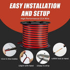 16 Gauge Wire, 16 AWG Electrical Wire Cable, 2 Conductors Red Black Wire, Copper Clad Aluminum(CCA) Flexible PVC Extension Cord for Speaker, Hookup LED Strips, Automotive 12V/24V DC (100FT)